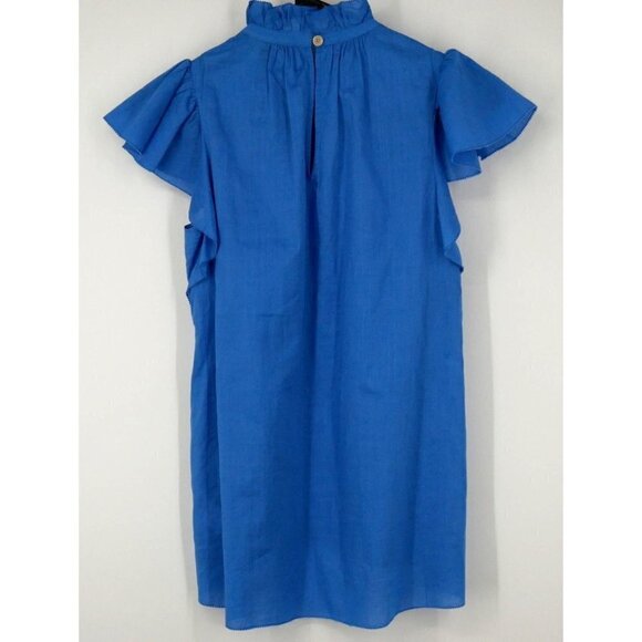NWT Kate Spade Solid High-Neck Top Ruffle Top Blue XXS - Picture 7 of 7